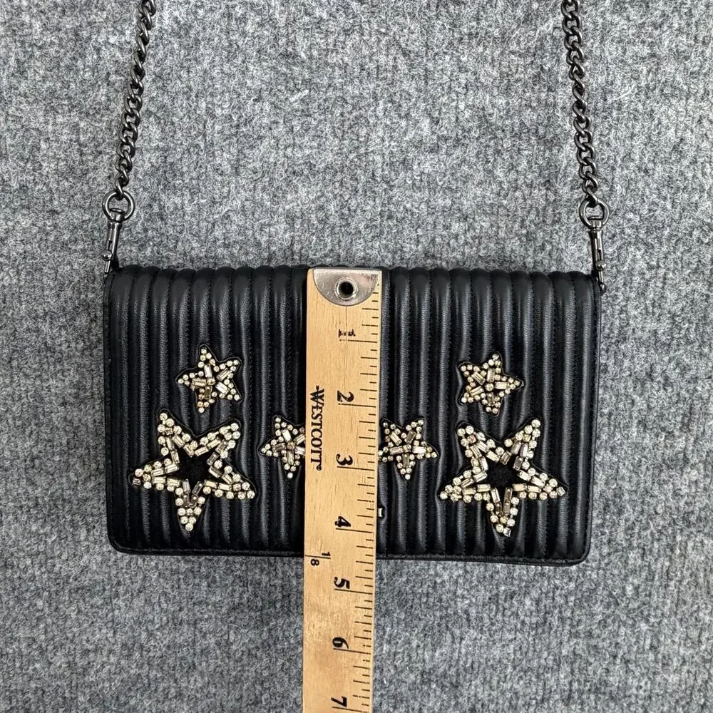 Coach 1941 Foldover Chain Clutch Crystal Star Embellishment In Black 31871 Chic